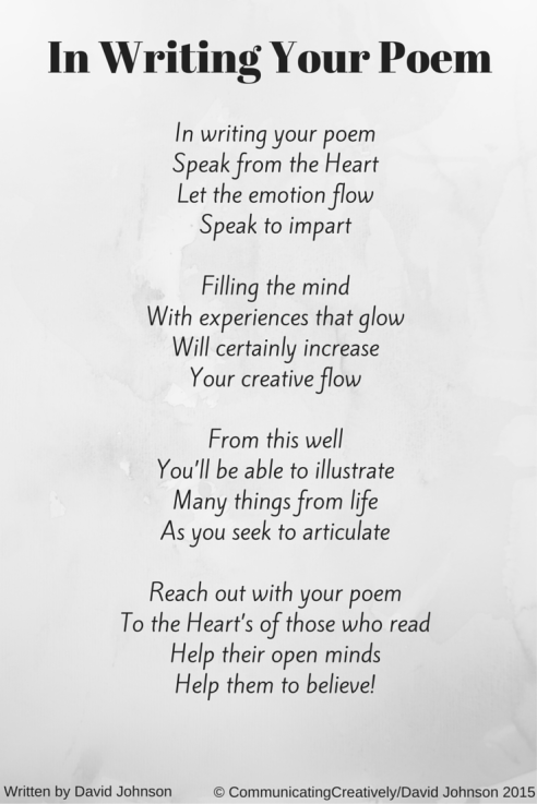 In Writing Your Poem