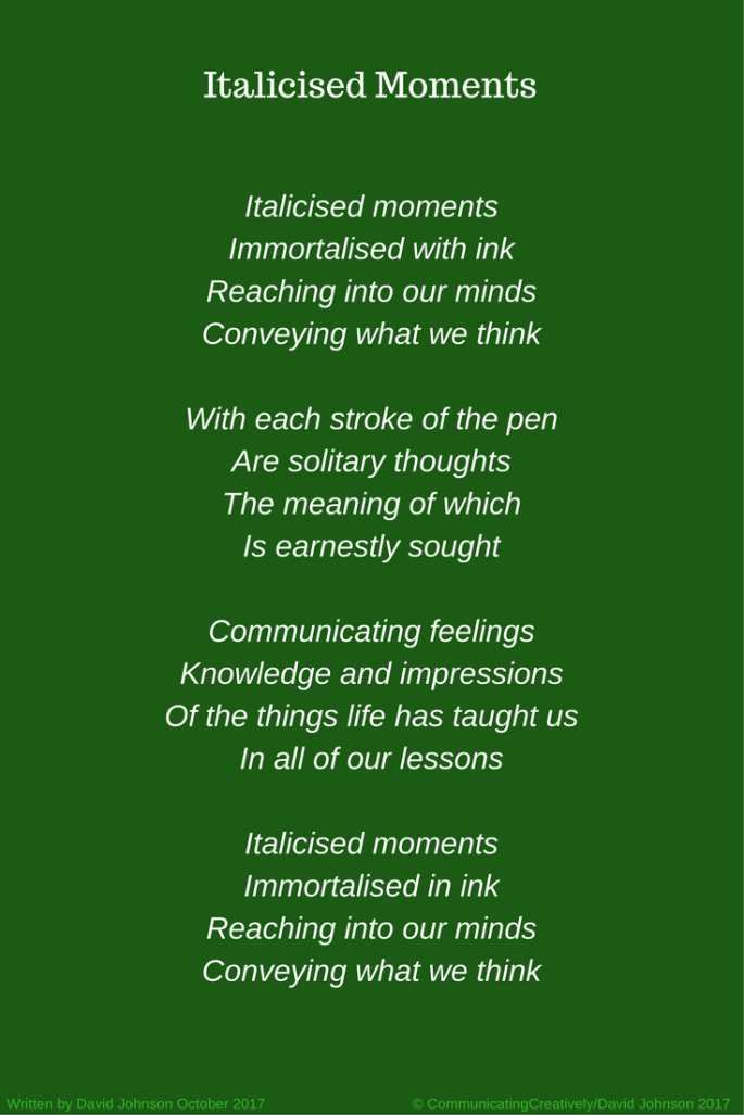 Italicised moments 1